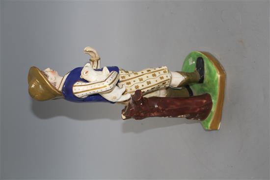 An English porcelain figure of a shepherd, c.1830, possibly Samuel Alcock, H. 26.5cm